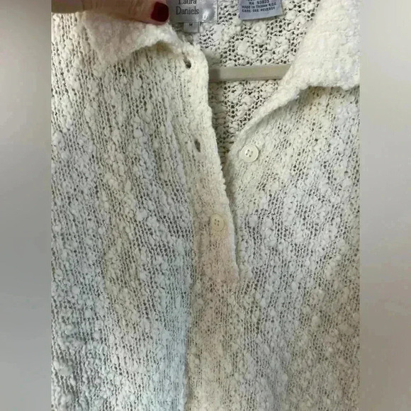 Vtg Collared Textured Chunky Knit Sweater Relaxed M GRANNY COTTAGE COZY CORE - Picture 3 of 6